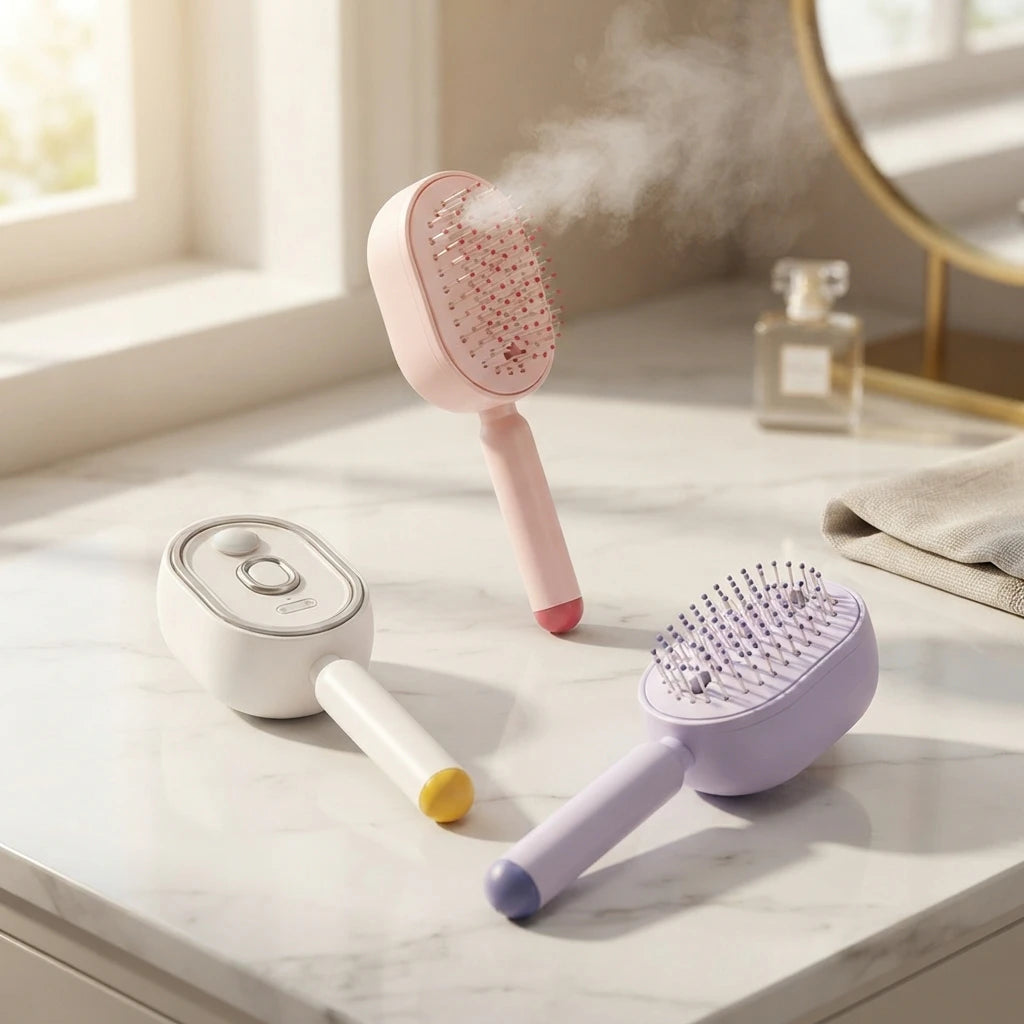 Elora heating massage hair brush - ceramic ionic hair styling brush